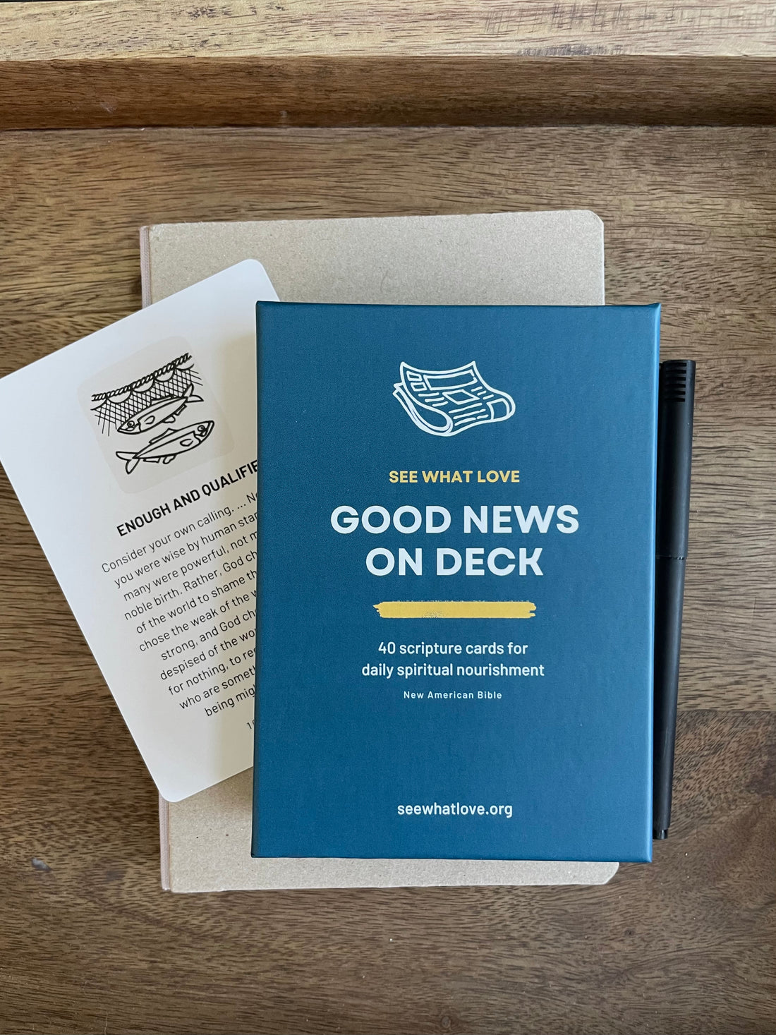 Good News On Deck box containing 40 Scripture cards