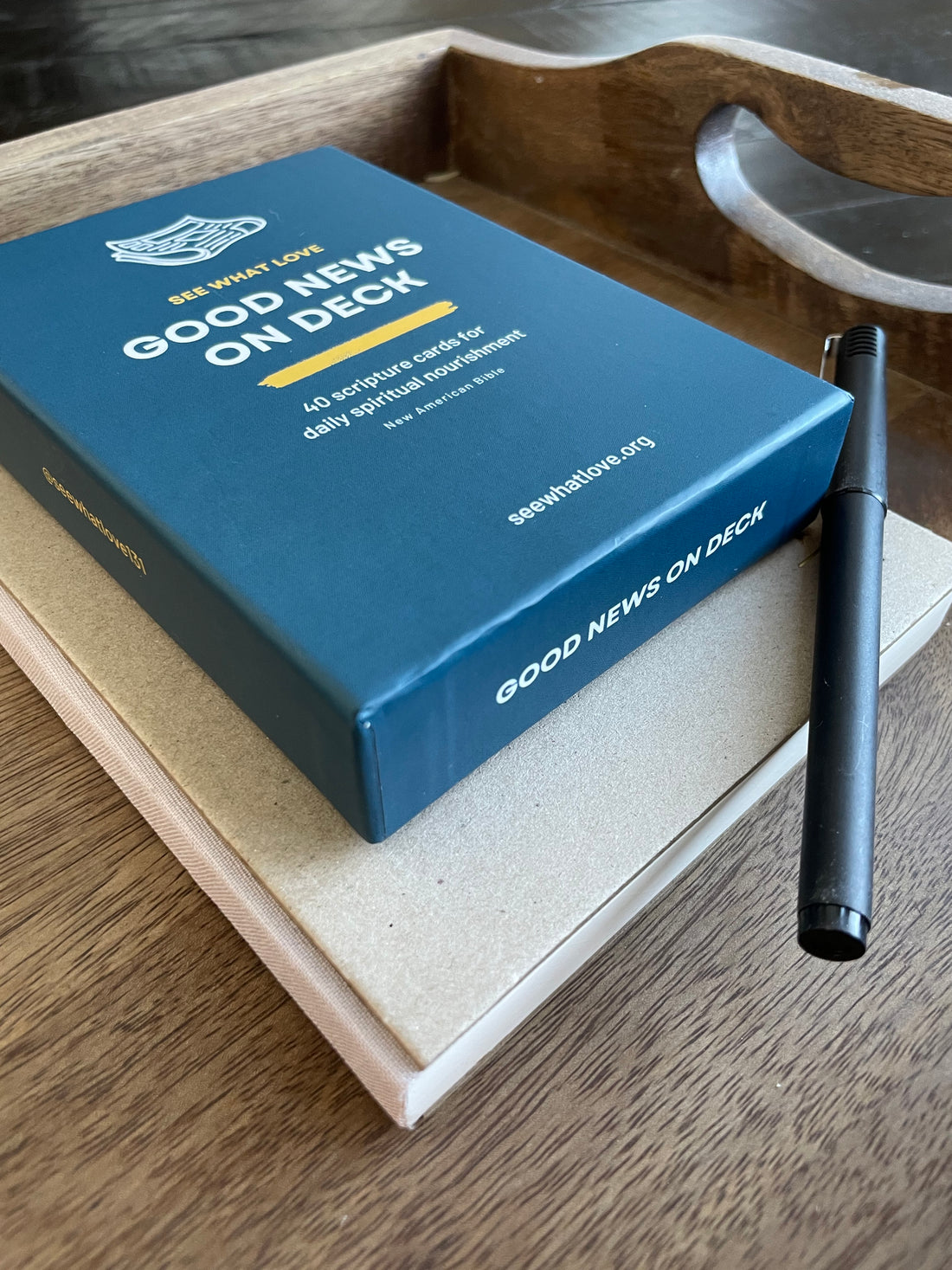 Good News On Deck box containing 40 Scripture cards