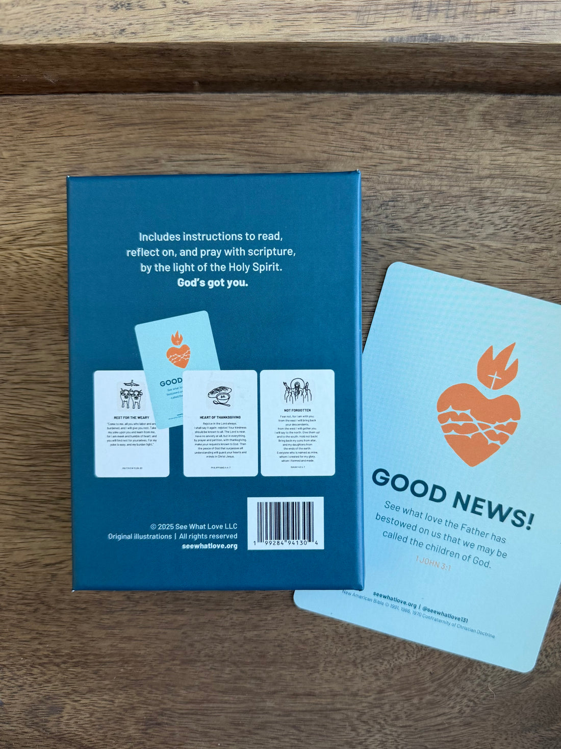 Good News On Deck box containing 40 Scripture cards