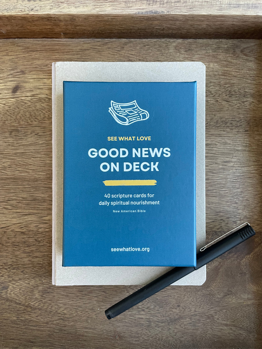 Good News On Deck box containing 40 Scripture cards